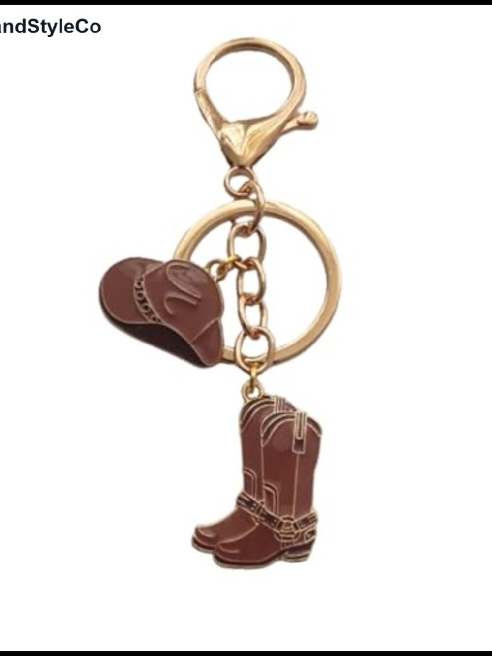 Handmade Cowboy Boot & Hat Keychain Western Keyring Charm
